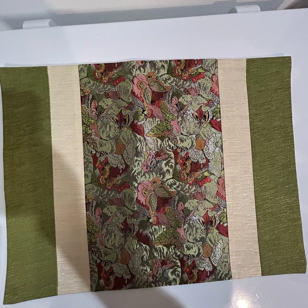 Handmade Silk Brocade Tablecloth – Shiny Jacquard Butterfly Art Textile